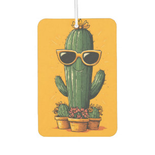 Désodorisant Pour Voiture Cactus cool avec lunettes de soleil et fleurs