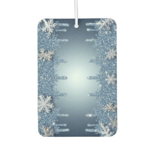 Désodorisant Pour Voiture Cadre flocon de neige bleu pailleté avec glaçons