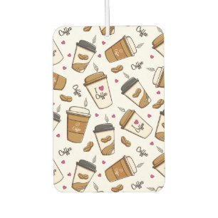 Désodorisant Pour Voiture Cafés, Fèves de café, Amateur de café, Coeurs