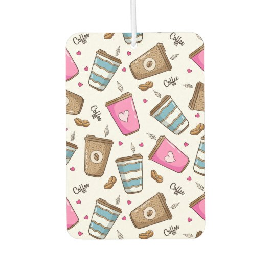 Désodorisant Pour Voiture Cafés, Haricots, Coeurs, Amateur De Café (Devant)