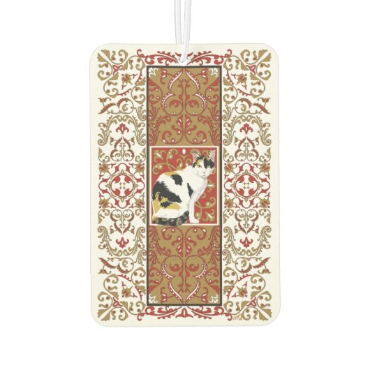 Désodorisant Pour Voiture Calico Cat Fancy Rouge et Or Design (Dos)