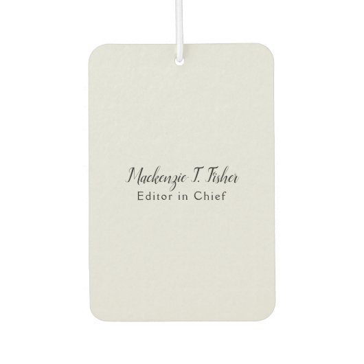 Désodorisant Pour Voiture Calligraphie classique Élégante Plaque Gris simple (Devant)