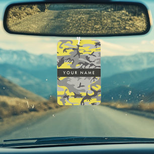 Désodorisant Pour Voiture Camouflage jaune et gris Votre nom Personnalisez