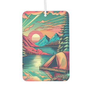 Désodorisant Pour Voiture Camping rose vintage et Turquoise Thème