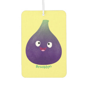 Désodorisant Pour Voiture Caricature de fruits mauve joyeux aux figues