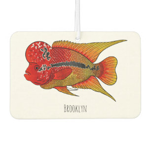 Désodorisant Pour Voiture Caricature de poisson cichlide à fleur