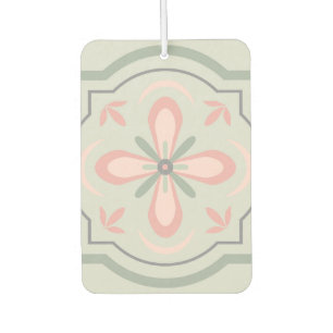Désodorisant Pour Voiture Carreaux Floraux Pastel Verts
