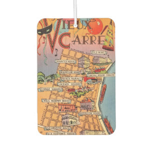 Désodorisant Pour Voiture Carte colorée du Quartier Français