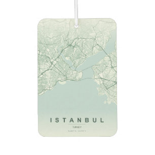 Désodorisant Pour Voiture Carte de la ville d'Istanbul Turquie Design Minima
