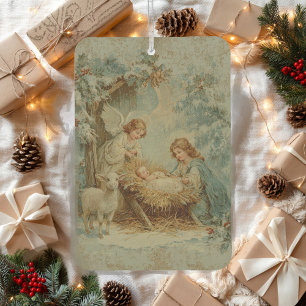 Désodorisant Pour Voiture carte de Noël avec bébé Jésus dans une mangeoire e