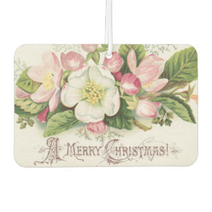 Désodorisant Pour Voiture Carte de Noël vintage rétro, Fleurs de pommier