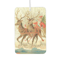 Carte postale de Noël vintage, Père Noël avec renn