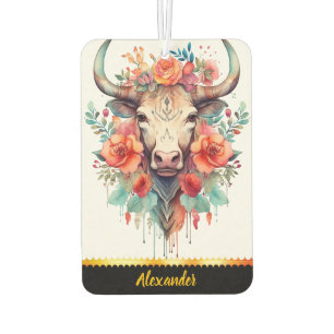 Désodorisant Pour Voiture Charmant fresque à air avec design de vache fleuri