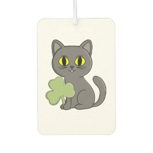 Désodorisant Pour Voiture Charme Trèfle Shamrock Chat Gris