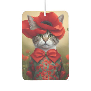 Désodorisant Pour Voiture Chat avec une robe faite de coquelicot