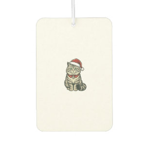 Désodorisant Pour Voiture Chat de Noël Chapeau de Père Noël Dessin de Gravur