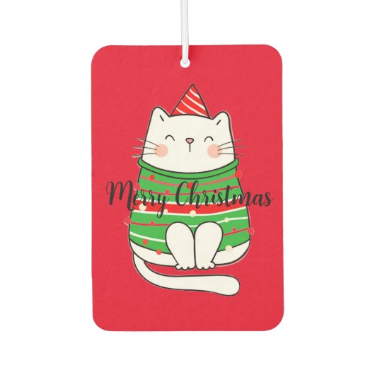 Désodorisant Pour Voiture Chat de Noël comique simple classique (Devant)