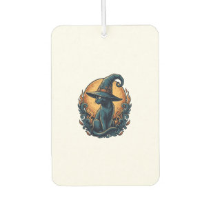 Désodorisant Pour Voiture Chat de sorcière vintage lune Halloween Art vector