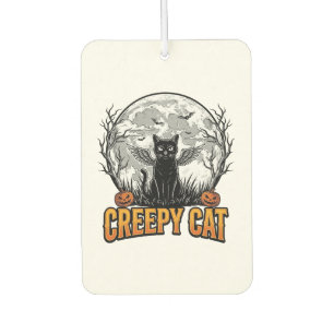 Désodorisant Pour Voiture Chat effrayant Halloween Dessin de gravure vintage