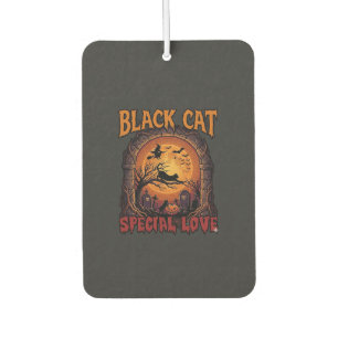 Désodorisant Pour Voiture Chat Noir Amour Spécial Halloween Lune Sorcière Ci