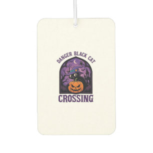 Désodorisant Pour Voiture Chat Noir Dangereux Traverse Halloween Citrouille