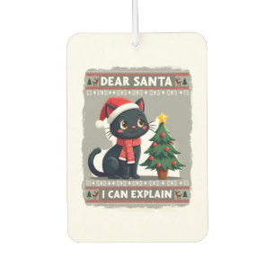 Désodorisant Pour Voiture Chat noir drôle de Noël Cher Santa, je peux expli