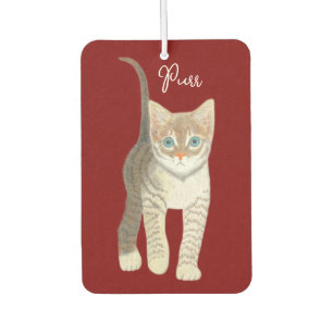 Désodorisant Pour Voiture Chaton Tigré Avec Texte Marron