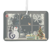 Désodorisant Pour Voiture Chats à la fenêtre de Noël (Dos)