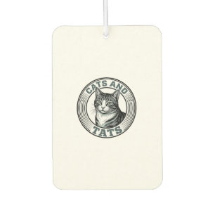 Désodorisant Pour Voiture Chats Rétro et Tatouages Gravure Design de Chat_1