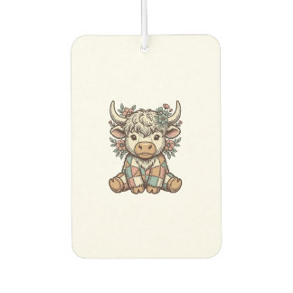 Désodorisant Pour Voiture Chemise à patchwork floral vintage Highland Cow_1