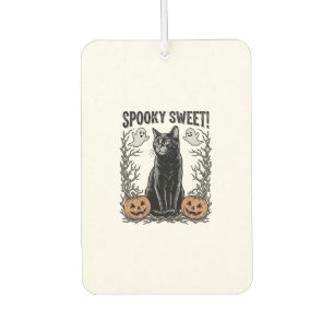 Désodorisant Pour Voiture Chemise avec gravure vintage de chat noir effrayan