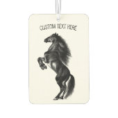 Désodorisant Pour Voiture Cheval sauvage noir dressé - Dessin noir et blanc (Dos)