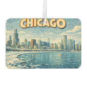 Désodorisant Pour Voiture Chicago skyline and Lake Michigan in winter  (Dos)