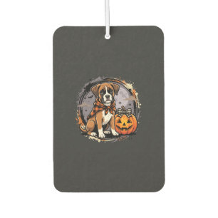Désodorisant Pour Voiture Chien Boxer Halloween Citrouille Sublimation