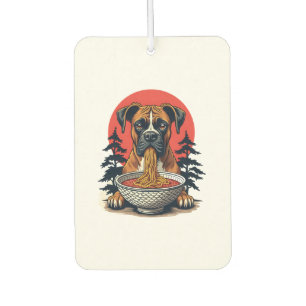 Désodorisant Pour Voiture Chien Boxer Vintage mangeant du Ramen Coucher de s