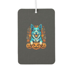 Désodorisant Pour Voiture Chien d'Halloween avec citrouilles Jack O Lantern_