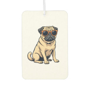 Désodorisant Pour Voiture Chien drôle de Pug Dabbing Vintage avec des lunett