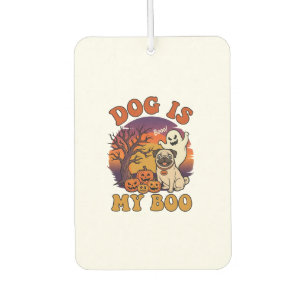 Désodorisant Pour Voiture Chien Est Boo Halloween Pug Fantôme Citrouilles_1