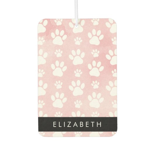 Désodorisant Pour Voiture Chien Paws, White Paws, Aquarelles roses, Votre No (Devant)