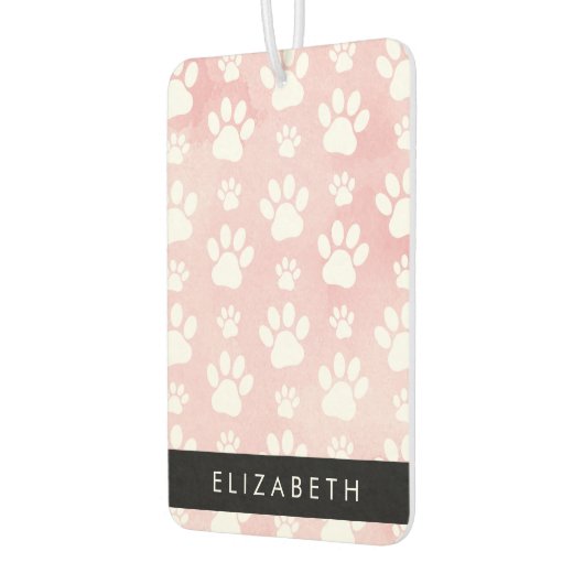 Désodorisant Pour Voiture Chien Paws, White Paws, Aquarelles roses, Votre No (Gauche)