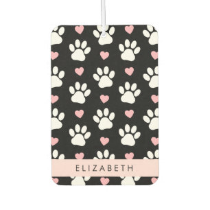 Désodorisant Pour Voiture Chien Paws, White Paws, Rose Hearts, Votre Nom