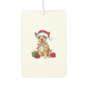 Désodorisant Pour Voiture Chien Terrier Skye Chapeau de Père Noël Éclairage
