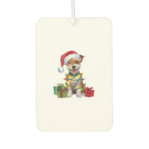 Désodorisant Pour Voiture Chien Terrier Skye Chapeau de Père Noël Éclairage