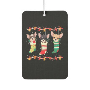 Désodorisant Pour Voiture Chihuahua Chaussettes de Noël Lumières Drôle Xmas