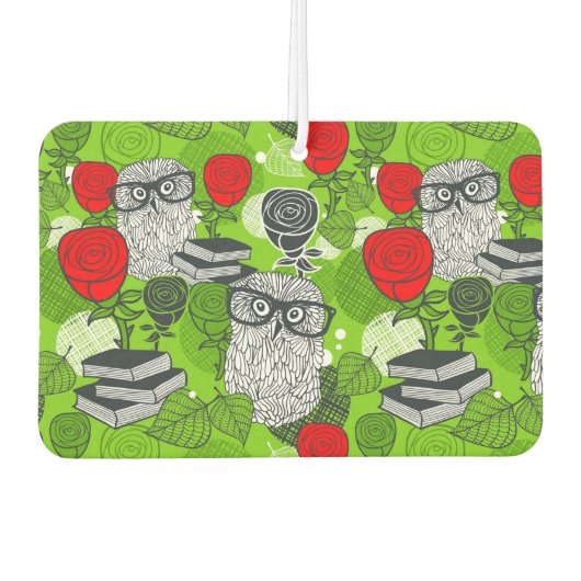 Désodorisant Pour Voiture Chouette en roses rouges (Devant)