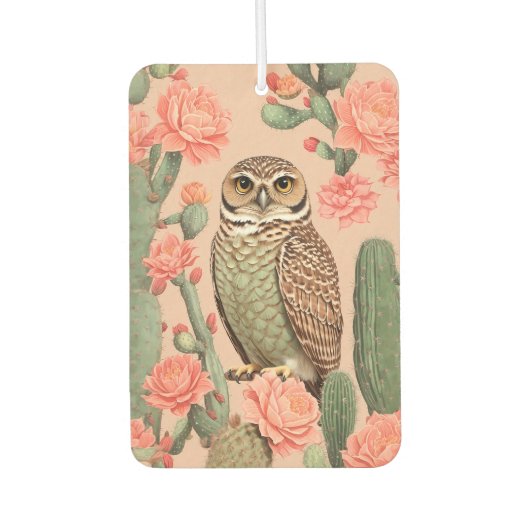 Désodorisant Pour Voiture Chouette Et Cactus Élégants À Brûler (Devant)