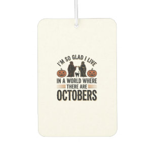 Désodorisant Pour Voiture Citation Halloween Vintage Octobre Dessin Chat Cit