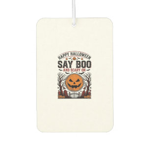 Désodorisant Pour Voiture Citrouille d'Halloween dit Boo Épouvantable Vintag