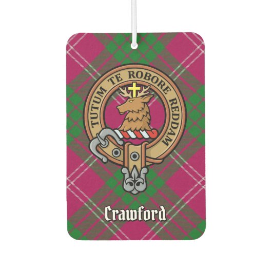 Désodorisant Pour Voiture Clan Crawford Crest sur Tartan (Devant)