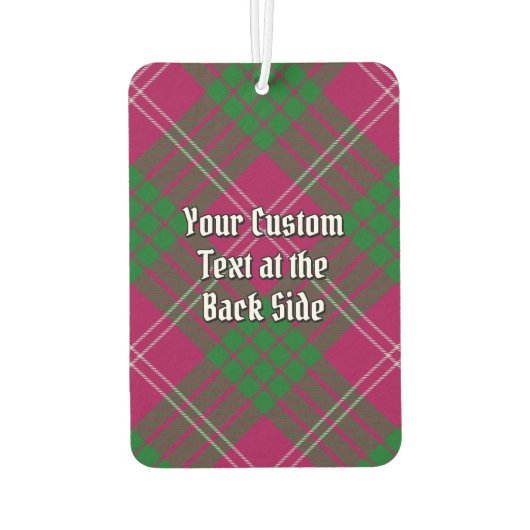 Désodorisant Pour Voiture Clan Crawford Crest sur Tartan (Dos)